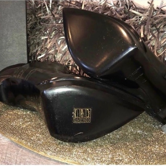 Saint Laurent Black Heeled Lace-Up Boots - Picture 2 of 2